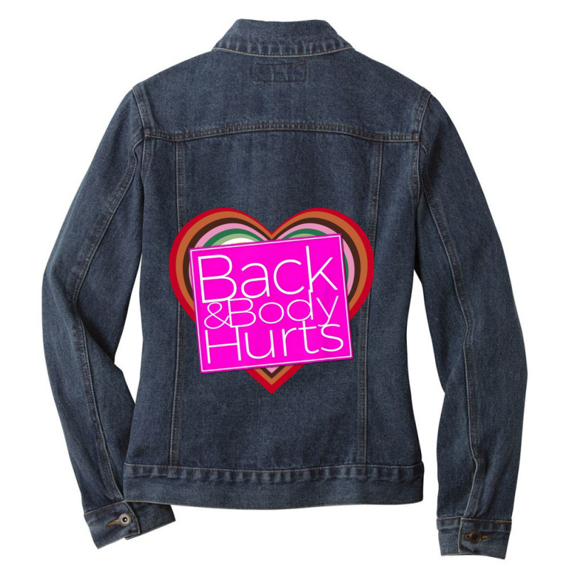 Back And Body Hurts Funny Yoga Work Out Ladies Denim Jacket by cm-arts | Artistshot