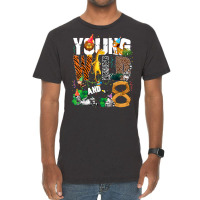 8th Birthday Young Wild And I'm 8 Safari Jungle Animal Zoo T Shirt Vintage T-shirt | Artistshot