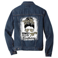 78 Years Old Messy Bun Leopard Omg It's My 78th Birthday T Shirt Men Denim Jacket | Artistshot