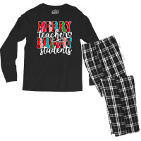 Groovy Plaid Merry Teacher Bright Students Christmas Teacher T Shirt Men's Long Sleeve Pajama Set | Artistshot