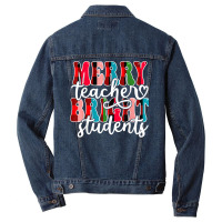 Groovy Plaid Merry Teacher Bright Students Christmas Teacher T Shirt Men Denim Jacket | Artistshot