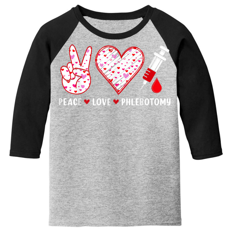 Peace Love Phlebotomy Syringe Phlebotomist Technician T Shirt Youth 3/4 Sleeve | Artistshot