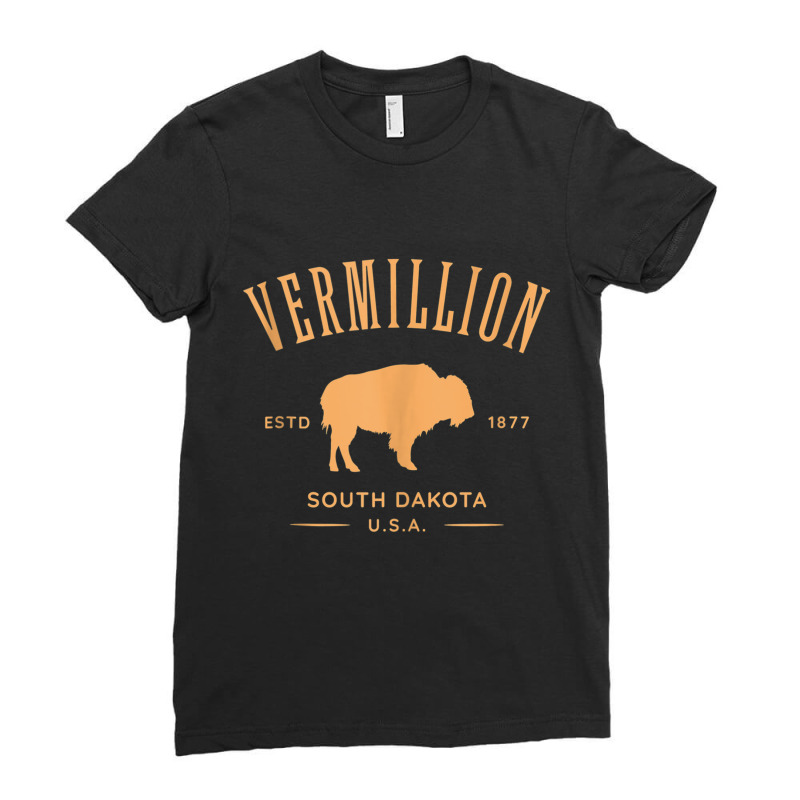 Vermillion South Dakota Bison Design Tank Top Ladies Fitted T-Shirt by cm-arts | Artistshot