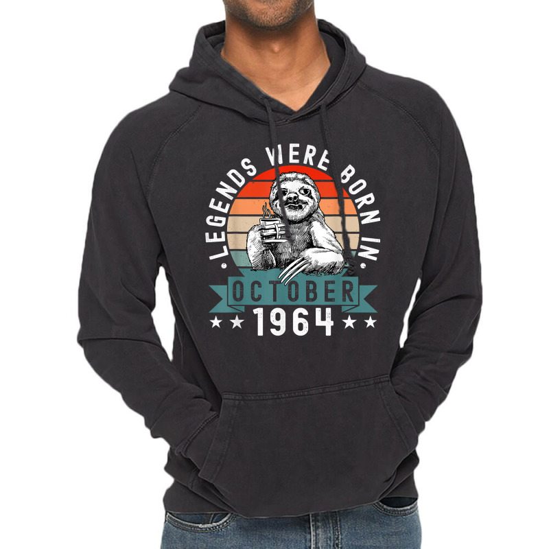 Legends Were Born In October 1964 Funny Sloth Birthday T Shirt Vintage Hoodie | Artistshot