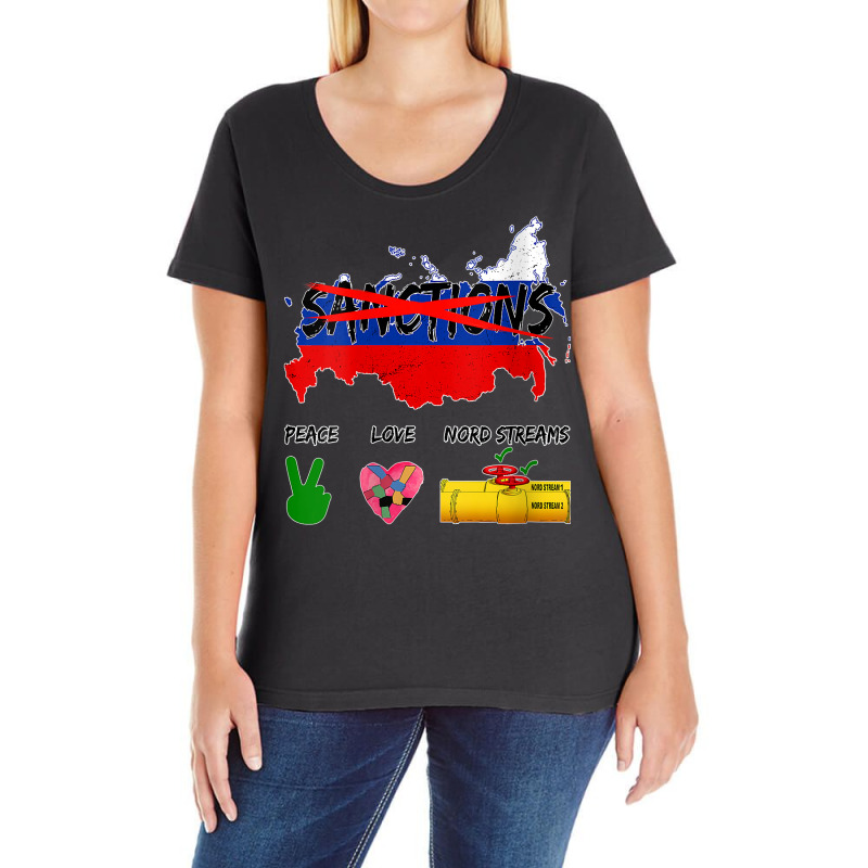 Womens Peace Love And Nord Streams Remove All Sanctions On Russia V Ne Ladies Curvy T-Shirt by cm-arts | Artistshot