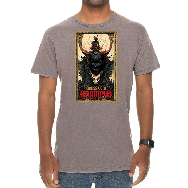 Merry Gruss Vom Krampus Greetings Tarot Christmas Devil T Shirt Vintage T-shirt | Artistshot