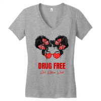 Drug Free Messy Run Glasses Red Ribbon Week Awareness Premium T Shirt Women's V-neck T-shirt | Artistshot