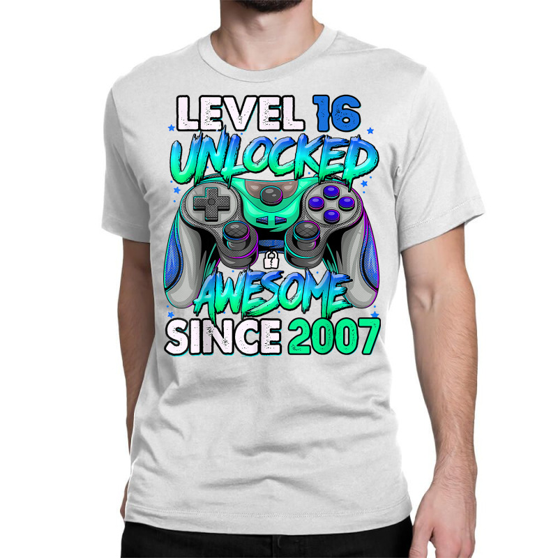 Vintage 16 Year Old Birthday Unlocked Awesome Since 2007 T Shirt Classic T-shirt | Artistshot