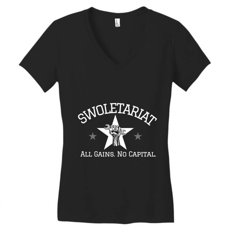 Swoletariat  All Gains No Capital Women's V-Neck T-Shirt by cm-arts | Artistshot