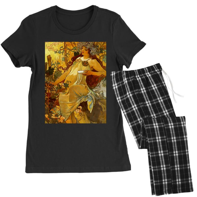 Alphonse Mucha  Autumn Season Women's Pajamas Set by cm-arts | Artistshot