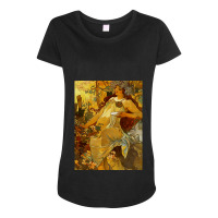 Alphonse Mucha  Autumn Season Maternity Scoop Neck T-shirt | Artistshot