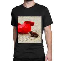 Cute Tiny Multi Colored Frog Next To A Red Geranium Blossom Flower  Sl Classic T-shirt | Artistshot