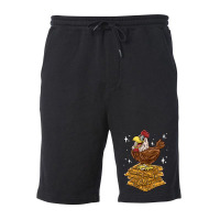 Chicken Chick And Waffles Funny Waffle Joke Pancakes Breakfast 53 Roos Fleece Short | Artistshot