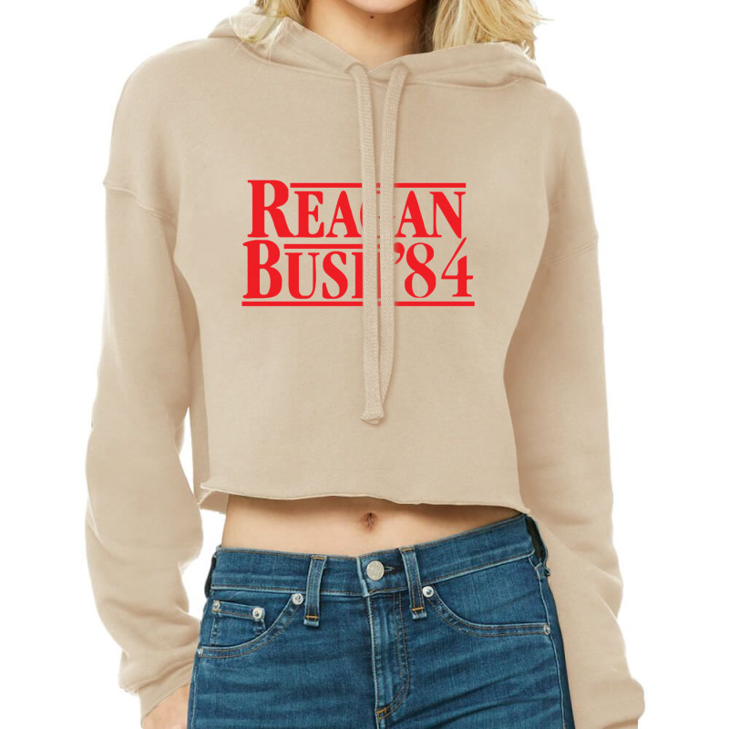 Reagan Bush '84 80's Retro Political Party Cropped Hoodie by cm-arts | Artistshot