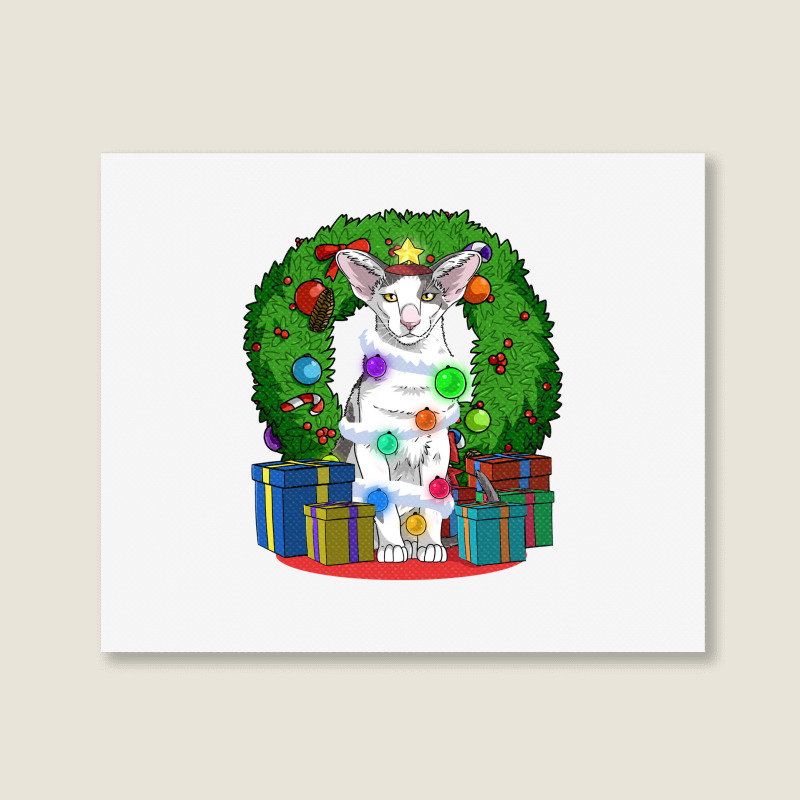 Oriental Shorthair Cat Christmas Tree X Mas Santa Long Sleeve T Shirt Landscape Canvas Print | Artistshot