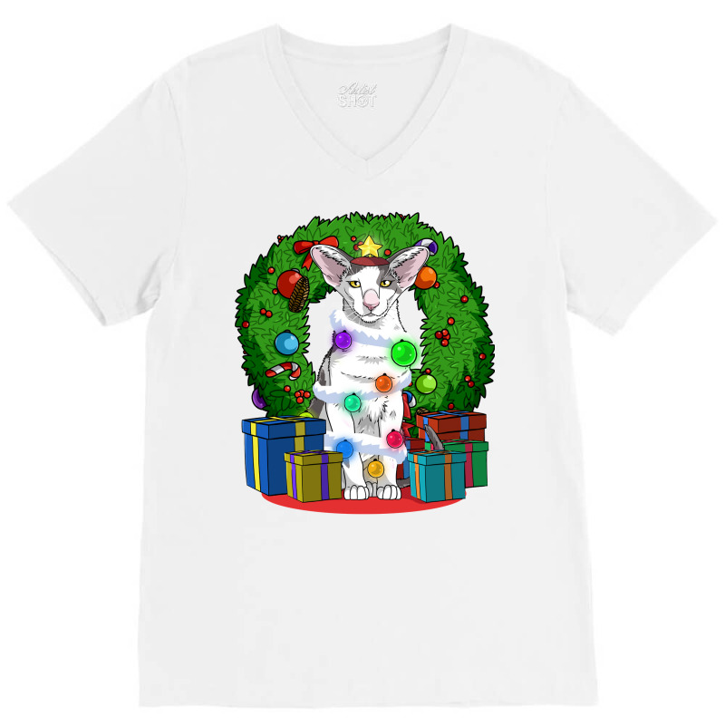 Oriental Shorthair Cat Christmas Tree X Mas Santa Long Sleeve T Shirt V-neck Tee | Artistshot