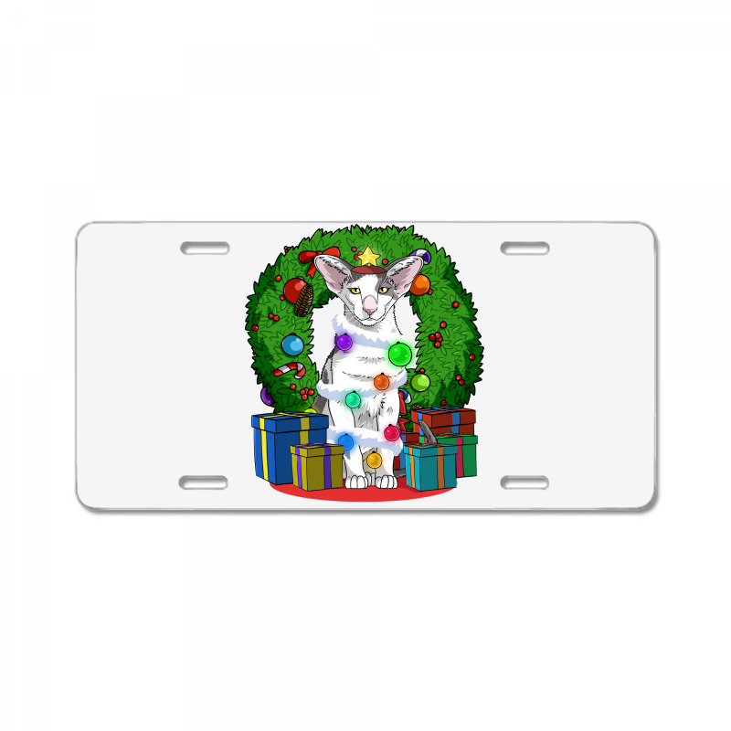 Oriental Shorthair Cat Christmas Tree X Mas Santa Long Sleeve T Shirt License Plate | Artistshot