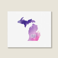 Cute Pink I Love Michigan Pure Michigander T Shirt Landscape Canvas Print | Artistshot