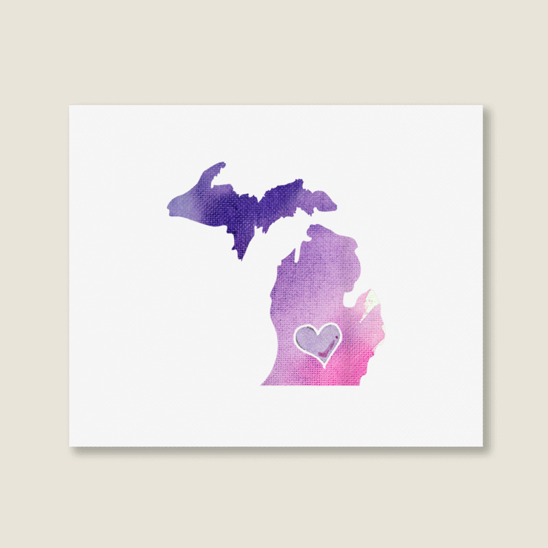 Cute Pink I Love Michigan Pure Michigander T Shirt Landscape Canvas Print | Artistshot