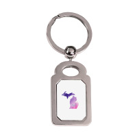 Cute Pink I Love Michigan Pure Michigander T Shirt Silver Rectangle Keychain | Artistshot