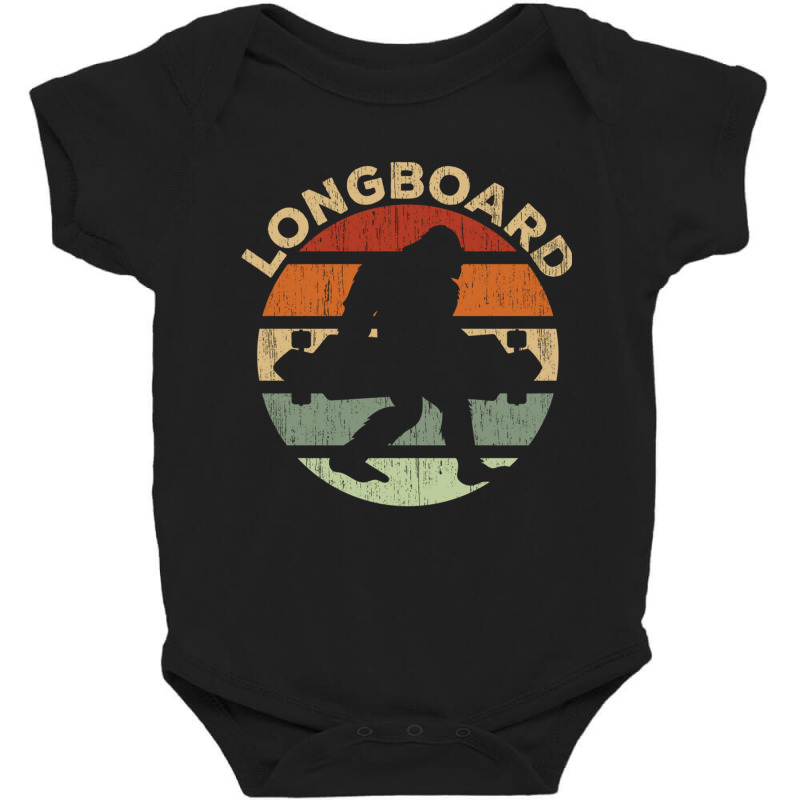 Longboard Vintage Skateboard Cool Longboarding Pullover Hoodie Baby Bodysuit | Artistshot