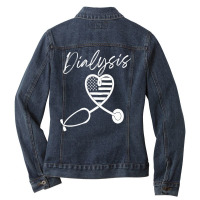 Dialysis Technician Nurse   Kidney Heartbeat Sweatshirt Ladies Denim Jacket | Artistshot