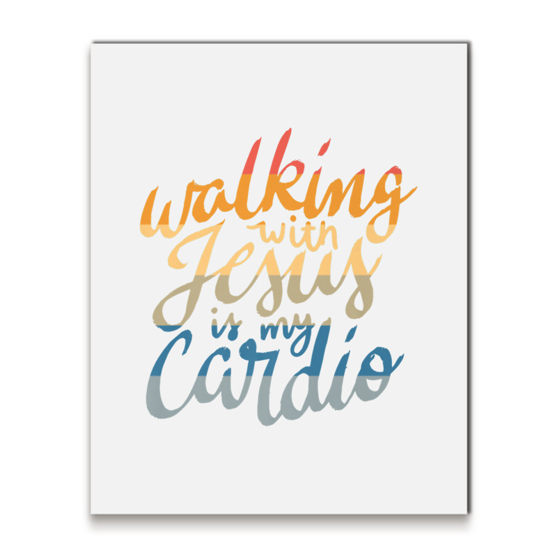 Walking With Jesus Is My Cardio   Funny Christian Workout Premium T Sh Metal Print Vertical | Artistshot