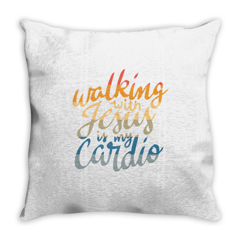 Walking With Jesus Is My Cardio   Funny Christian Workout Premium T Sh Throw Pillow | Artistshot