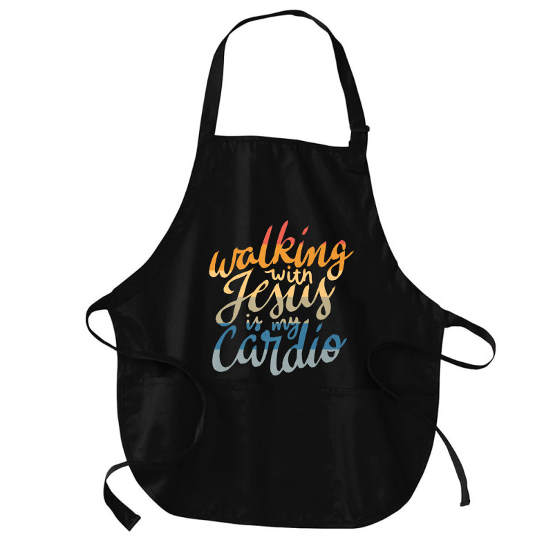 Walking With Jesus Is My Cardio   Funny Christian Workout Premium T Sh Medium-length Apron | Artistshot