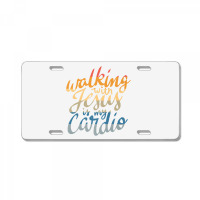 Walking With Jesus Is My Cardio   Funny Christian Workout Premium T Sh License Plate | Artistshot