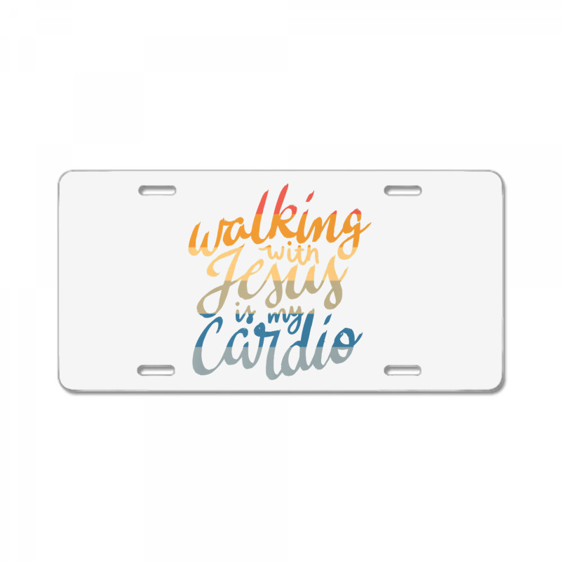 Walking With Jesus Is My Cardio   Funny Christian Workout Premium T Sh License Plate | Artistshot