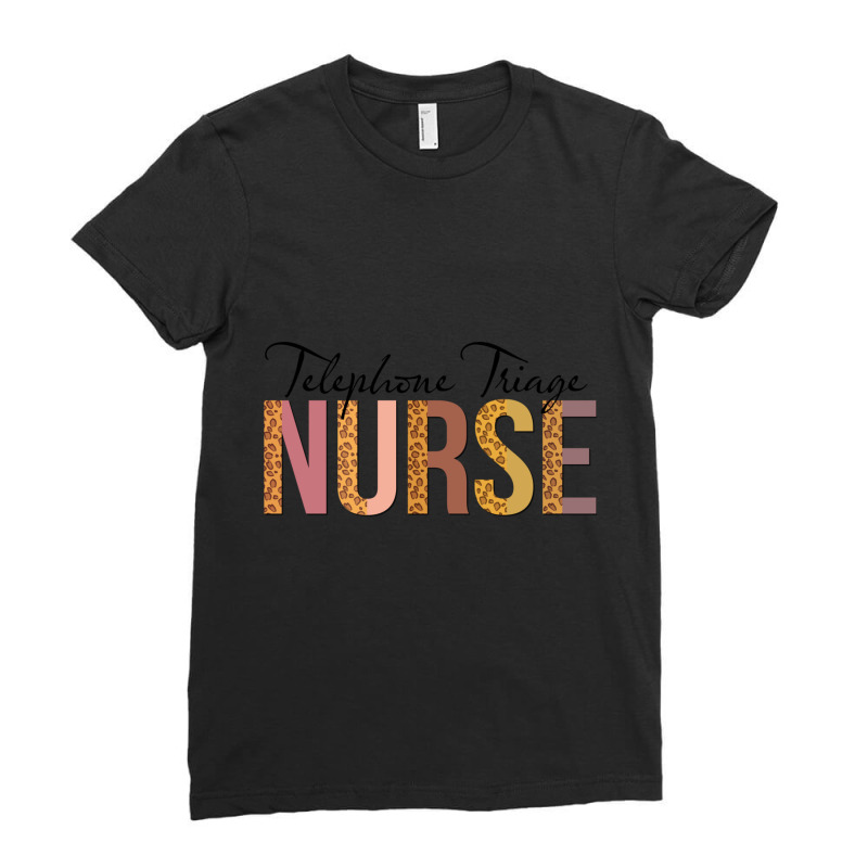 Leopard Telephone Triage Nurse Print For Nursing Student Long Sleeve T Ladies Fitted T-Shirt by cm-arts | Artistshot