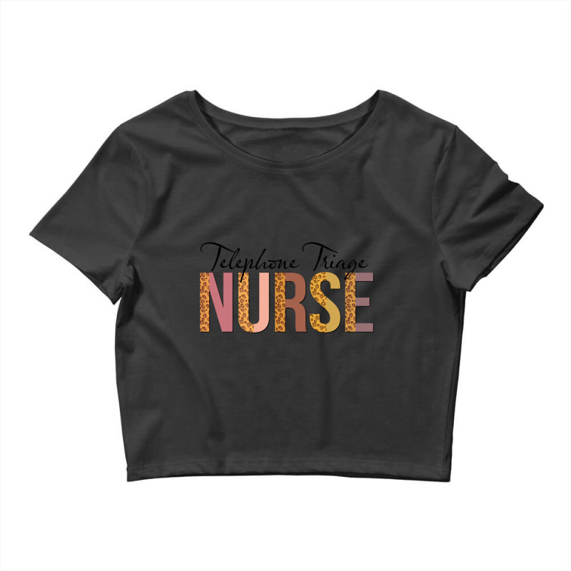 Leopard Telephone Triage Nurse Print For Nursing Student Long Sleeve T Crop Top by cm-arts | Artistshot