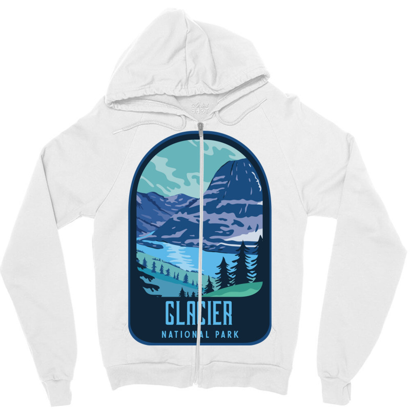 Glacier National Park Retro Zipper Hoodie by BILLYJOHNSON | Artistshot