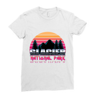 Glacier National Park With Gps Location  80s Design Ladies Fitted T-shirt | Artistshot