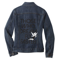 Funny Peter Pan Tinker Bell Those Who Dream Fly Faster Ladies Denim Jacket | Artistshot