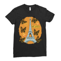 Love Paris Hearts Eiffel Tower Butterfly France Love French Long Sleev Ladies Fitted T-shirt | Artistshot