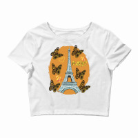 Love Paris Hearts Eiffel Tower Butterfly France Love French Long Sleev Crop Top | Artistshot