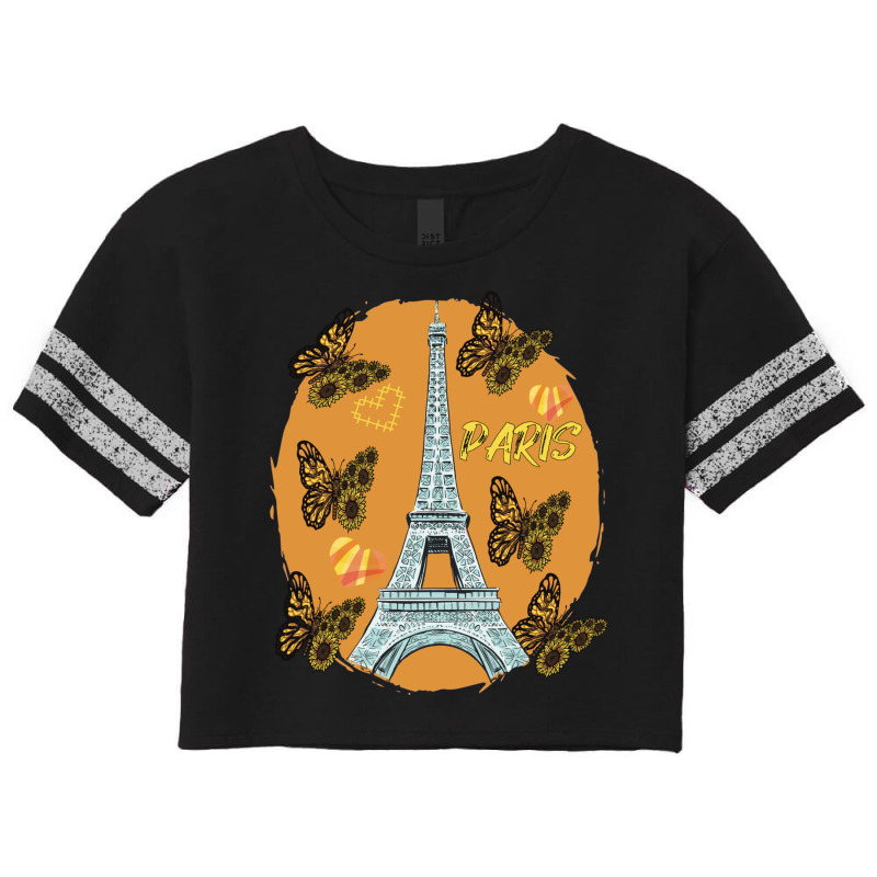 Love Paris Hearts Eiffel Tower Butterfly France Love French Long Sleev Scorecard Crop Tee by cm-arts | Artistshot