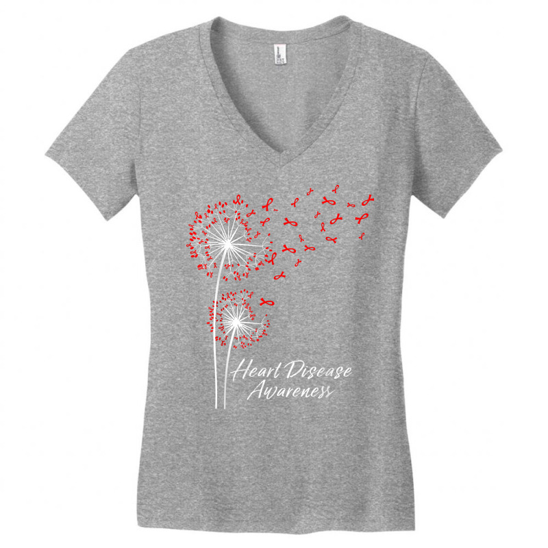 Dandelion Go Red Ribbon Heart Disease Awareness Month Women T Shirt Women's V-Neck T-Shirt by cm-arts | Artistshot