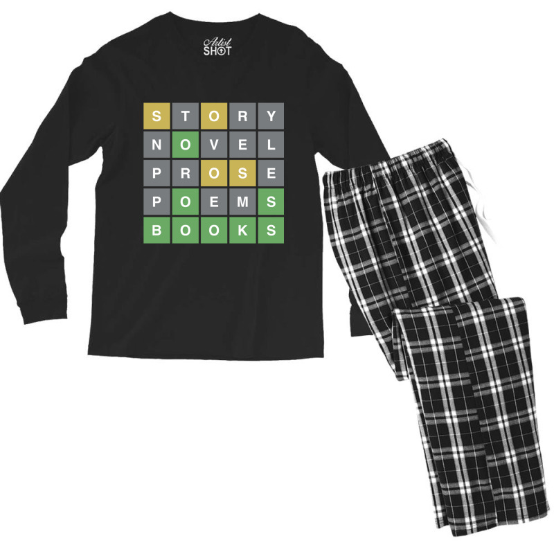 Story Novel Porose Poems Books Wordle Men's Long Sleeve Pajama Set by cm-arts | Artistshot