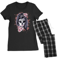 La Calavera Catrina Halloween Candy Sugar Skull Girl Raglan Baseball T Women's Pajamas Set | Artistshot