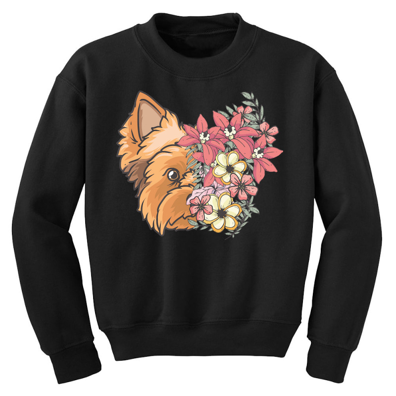 Yorkie T  Shirt Yorkshire Terrier With Flowers T  Shirt Youth Sweatshirt by sadyerippin | Artistshot