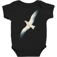 Flying Seagull Seabird Bird Wings Wide Open Cool White Bird T Shirt Baby Bodysuit | Artistshot