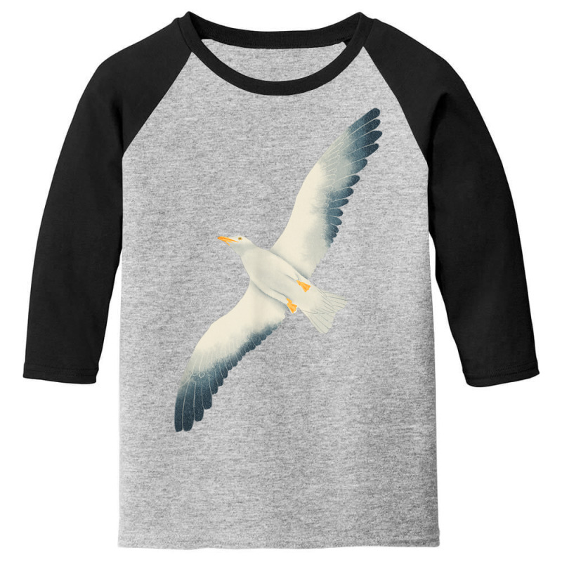 Flying Seagull Seabird Bird Wings Wide Open Cool White Bird T Shirt Youth 3/4 Sleeve by cm-arts | Artistshot