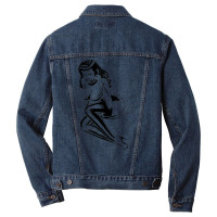 On The Phone Sexy Big Titty Lingerie Pinup Girl T Shirt Men Denim Jacket | Artistshot