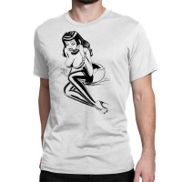 On The Phone Sexy Big Titty Lingerie Pinup Girl T Shirt Classic T-shirt | Artistshot