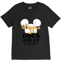 Funny Pluto Dogs Are My Happy Place V-neck Tee | Artistshot