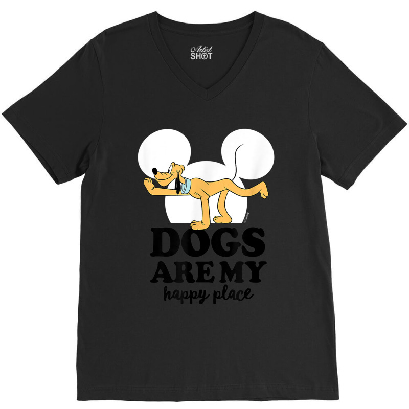 Funny Pluto Dogs Are My Happy Place V-neck Tee | Artistshot