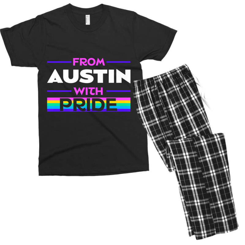 From Austin With Pride Lgbtq Sayings Lgbt Quotes Austinite Premium T S Men's T-shirt Pajama Set | Artistshot